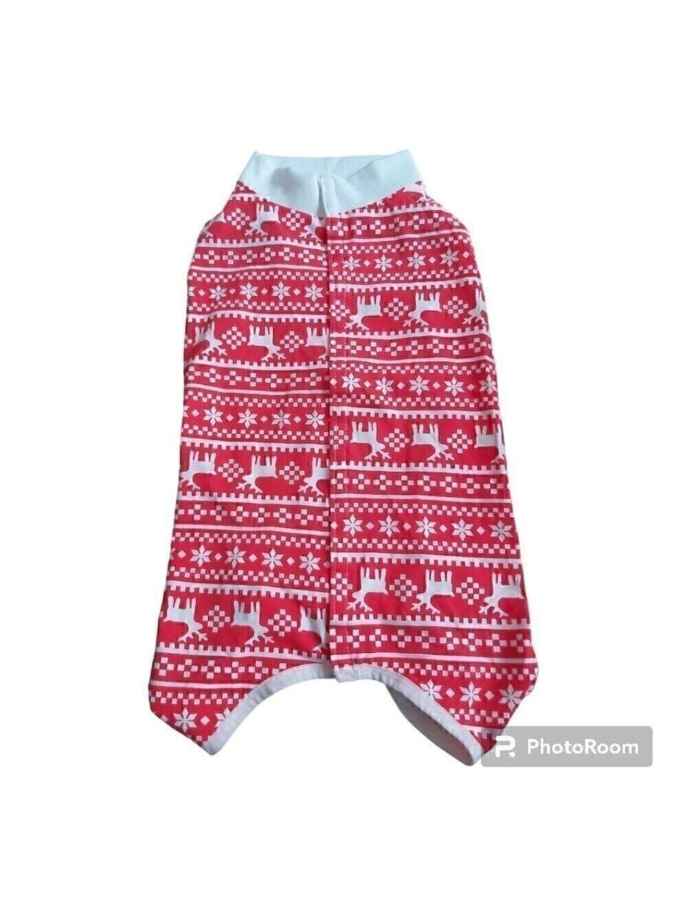 Nwot Christmas Red & White Reindeer & Snowflake Dog Pajama Shirt - Size XL